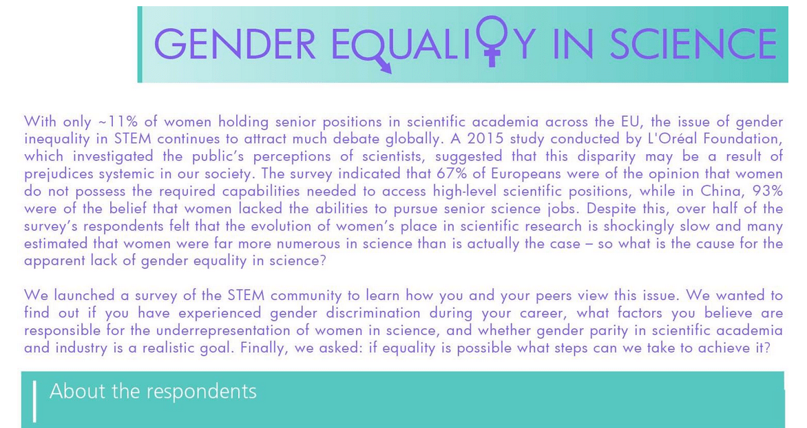 Gender parity in STEM survey results - Infographic
